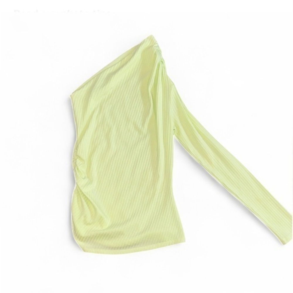 Bailey 44 Women’s Small Lime Light Green One-Shoulder One Sleeve Fitted Top